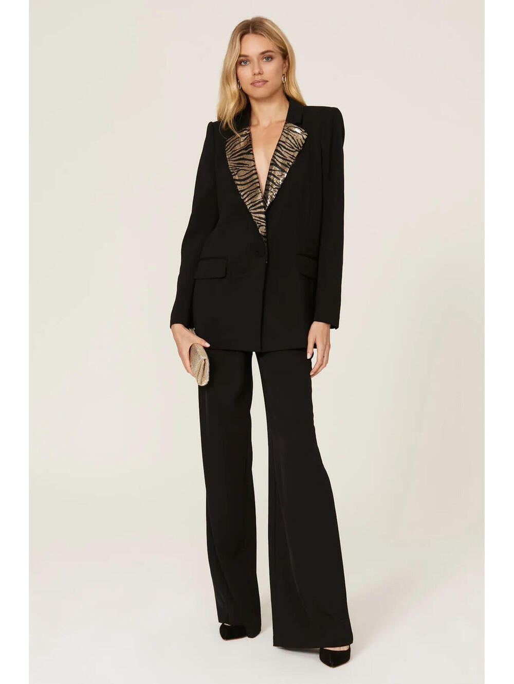Badgley Mischka Zebra Lapel Boyfriend Blazer Size 6